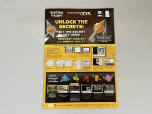 Nintendo Australia 2009 Promotional Flyer Pokemon Secret Key Download Platinum - Bild 1 von 4