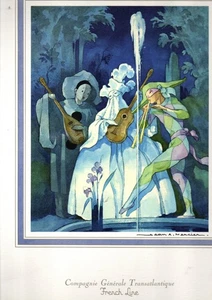 Passagierschiff FRANKREICH. Menü 12. Oktober 1970. VERLAINE Illustration JEAN A. MERCIER - Bild 1 von 1