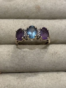 Amethyst and blue topaz ring - Picture 1 of 2