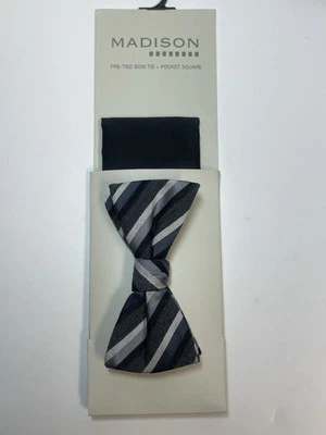 Corbata MADISON Pre-Atada Ahora + Cuadrado de Bolsillo a Rayas Killian Nueva Foto 1 de 4
