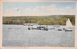 Wassersport am Schroon Lake NY Postkarte Santway Foto Handwerk Co - Bild 1 von 2