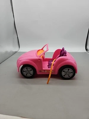 Coche Barbie Rosa Convertible 2007 Mattel Playa Jeep Coche Con Ruedas Flor Foto 1 de 4