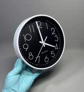 Simple Round Wall Clock Silent & Non Ticking Battery Operated 8 Inch Decorative - Picture 1 of 11