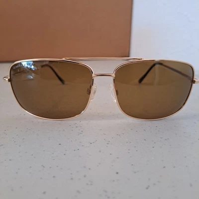Eagle Eyes Sunglasses Navigator Gold Square Wire Frames Brown Polarized Lens X55 - Image 1 of 4