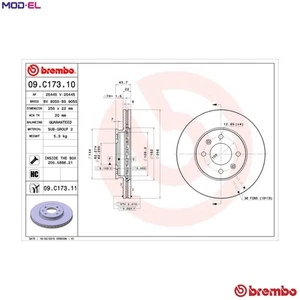 2x BRAKE DISC 09.C173.11 FOR KIA D3FA 1.1L 3cyl RIO IIIG4LA 1.2L G4FA 1.4L 4cyl - Picture 1 of 10