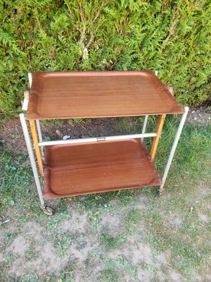 Desserte Pliante TEXTABLE Paris Rue Lafayette Table Roulante Vintage XXÈME  - Photo 1/4