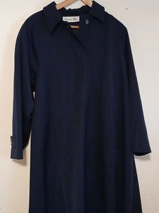 Vintage Women’s Christian Dior Navy Blue Long Coat, Oversized L USA Union Made - Picture 1 of 14
