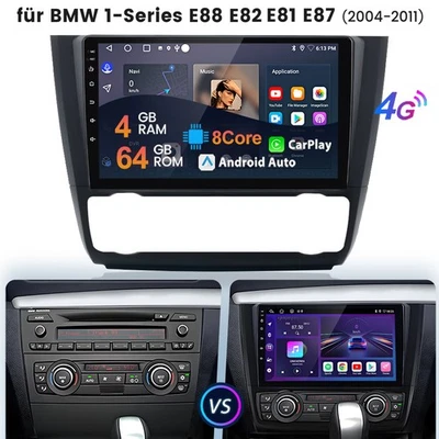4+64GB Android14 Autoradio GPS Für BMW 1er E81 E82 E87 E88 2004-11 Carplay WIFI - Bild 1 von 4