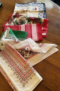 Sciarpa vintage lotto di 6 sciarpe natalizie retrò misto cotone seta - Foto 1 di 11