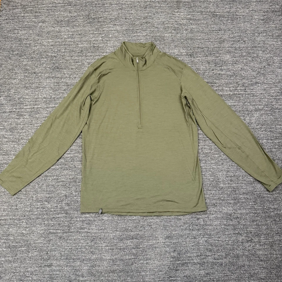 REI Co-op Pullover Mens Large Green 1/4 Zip Wool Zip Base layer Long Sleeve Hike - Image 1 of 4