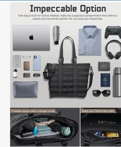 Bolso de Mano Grande con Cremallera, Bolso de Mujer para Trabajo Bolso MOLLE Bolso de Mano Siempre - Imagen 1 de 9