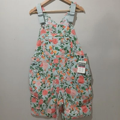 DULUTH TRADING Heirloom Gardening Short Overalls Large NWT Mint Summer Dahlia - Image 1 of 4