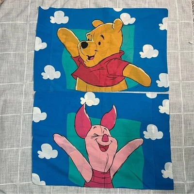 Juego de 2 fundas de almohada Disney Winnie The Pooh & Piglet tamaño estándar vintage años 90 Foto 1 de 4