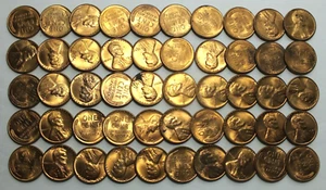 1948-D Lincoln Wheat Cents 50-Coin Penny Roll - Uncirculated - Denver Mint LG270 - Picture 1 of 3