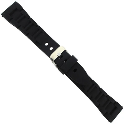 22mm deBeer Black Soft High Quality Thick Oyster Silicone Mens Watch Band 919 - Image 1 of 3
