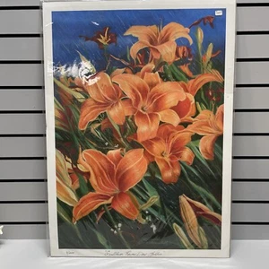 Wall Art Print 8/200 ~ Rainy Day Lillies ~ Linda Fisher ‘07 ~ 19.5 X 28 - Picture 1 of 14