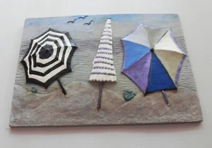 Umbrellas Hand Made Hand Painted Slate Hanging Picture - Picture 1 of 3