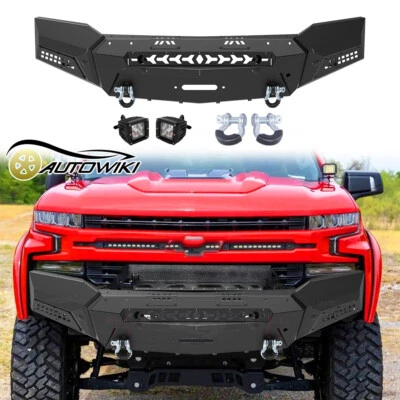 Front Bumper For 2019 2020 2021 Chevy Silverado 1500 w/LED Light+D-Ring Shackles Foto 1 de 4