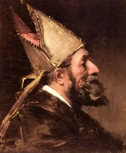 Oil painting wenceslas vacslav brozik - a bishop an old man portrait ancient art - Picture 1 of 1