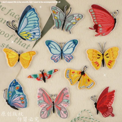 10PCS Embroidery Patches Self Adhesive Butterfly Patch Sew on Applique DIY Craft - Image 1 of 4