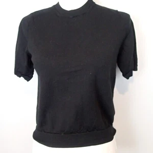 Burberry Uniforme Extra Fino Lana Merino Negro Talla M Suéter Top Corto SLV - Imagen 1 de 14