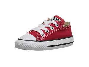 Converse All Star Low Top Babies Toddlers Girls Boys Red Canvas Shoes - Picture 1 of 6