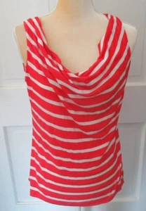 Top tejido elástico sin mangas a rayas rojo y blanco Dressbarn talla L - Imagen 1 de 3