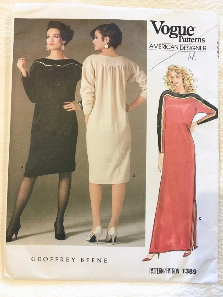 Vogue Pattern 1389 Geoffrey Beene American Designer Tunic Dress - Size 14 Uncut - Image 1 of 1