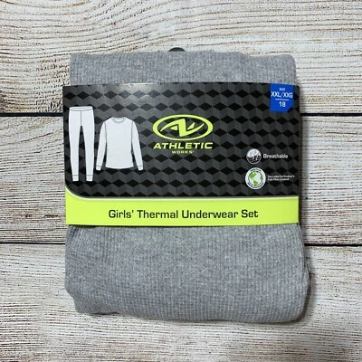 girls gray thermal long john’s size XXL (18) NWT! Athletic Works. Shirt & Pants. - Image 1 of 4