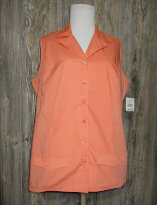 Northcrest Orange Button Down Sleeveless Tank Top Size 1x 14w-16w New Fall Work - Image 1 of 4