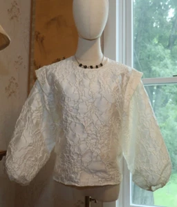 En Saison white stylish Poplin embroidered Blouse - Picture 1 of 12