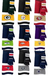 NFL Team Knit Scarf & Gloves Gift Set (100% Authentic Licensed) - Picture 1 of 18