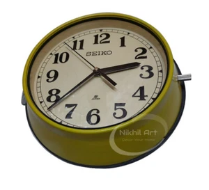 Reloj de pared de cuarzo amarillo vintage Seiko antiguo retro - Imagen 1 de 1