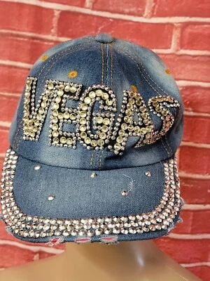 Sombreros Magid "LAS VEGAS" Ala Tachonada Gorra de Béisbol Denim Mujeres Ajustable Azul NUEVO Foto 1 de 4