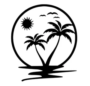SONNE SOMMER STRANDPARADIES GLÜCKLICHE PALMEN BÖGEL VINYL ABZIEHBILD AUTO FENSTER CAMPERVAN - Bild 1 von 2