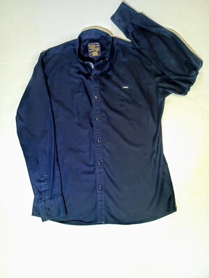 Camisa YXC Exclusiva Azul Abotonada Manga Larga Calce Ajustado Para Hombre Talla L Foto 1 de 4