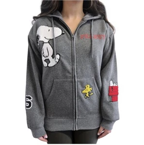 Peanuts Snoopy, Mickey, Winnie, Stitch Zip Sweatshirt Hoodie Chenille Patches - Picture 1 of 18