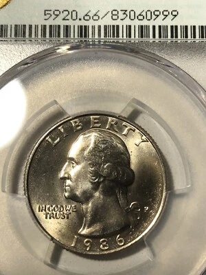 1986 P Washington Quarter PCGS MS66 35th Anniversary Holder Golden Toned - Image 1 of 4