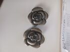 Pewter colored Rose shaped pierced earrings