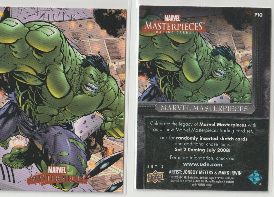 2008 MARVEL MASTERPIECES Upper Deck HULK Promo Card P10 San Diego Comic Con SDCC - Image 1 of 1