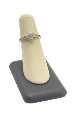 Gold-Plated Swarovski Crystal Synthetic Diamond CZ Ring Size 6.75 - Image 1 of 4