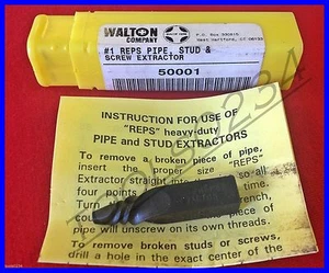 #1 Pipe & Bolt Extractor Walton 50001 Reps USA 1/8 Pipe or 3/8 Bolt  - Picture 1 of 6