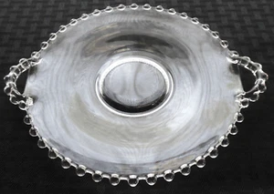 Imperial Glass Clear (Stem 3400) Candlewick Handled 8 1/2" Plate - Picture 1 of 12