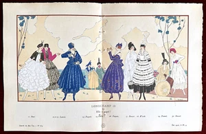 Gazette du Bon Ton Print Pochoir ~ Summer 1915, No 8-9 Pl. 4 ~ Lepape Longchamp - Picture 1 of 2