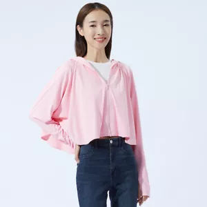 Sun Batwing Coat Anti-UV Jacket UPF50+ Hooded Sleeves Loose Outdoor Top *PINK XL - Picture 1 of 24