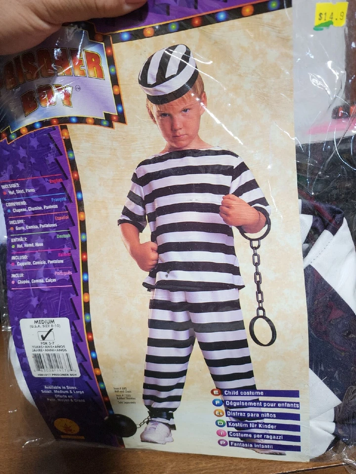 XX 881917 Striped Prisoner Costume Boys Rubies - Image 1 of 1
