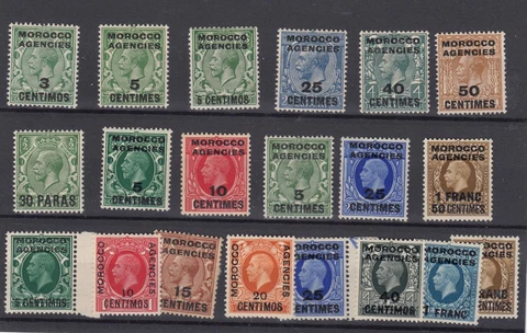 Morocco Agencies KGV Unchecked Mint Collection Of 20 To 1F 50c MH BP5590 Cover