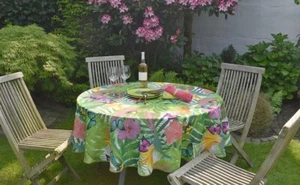 Tovaglia Provenza 180 CM Rotondo Verde Felce Farfalle Francia da Non Stirare - Picture 1 of 6