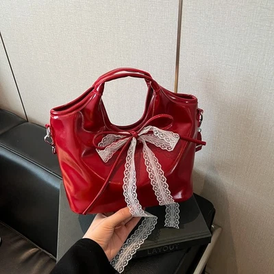 Ribbon Bow Pu Water Buet Bag For Women With Magnetic Clo And Inner Zipper - Image 1 of 4