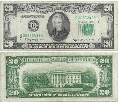 1950D $20 7 G Federal Reserve Note G20372439D - Image 1 of 2